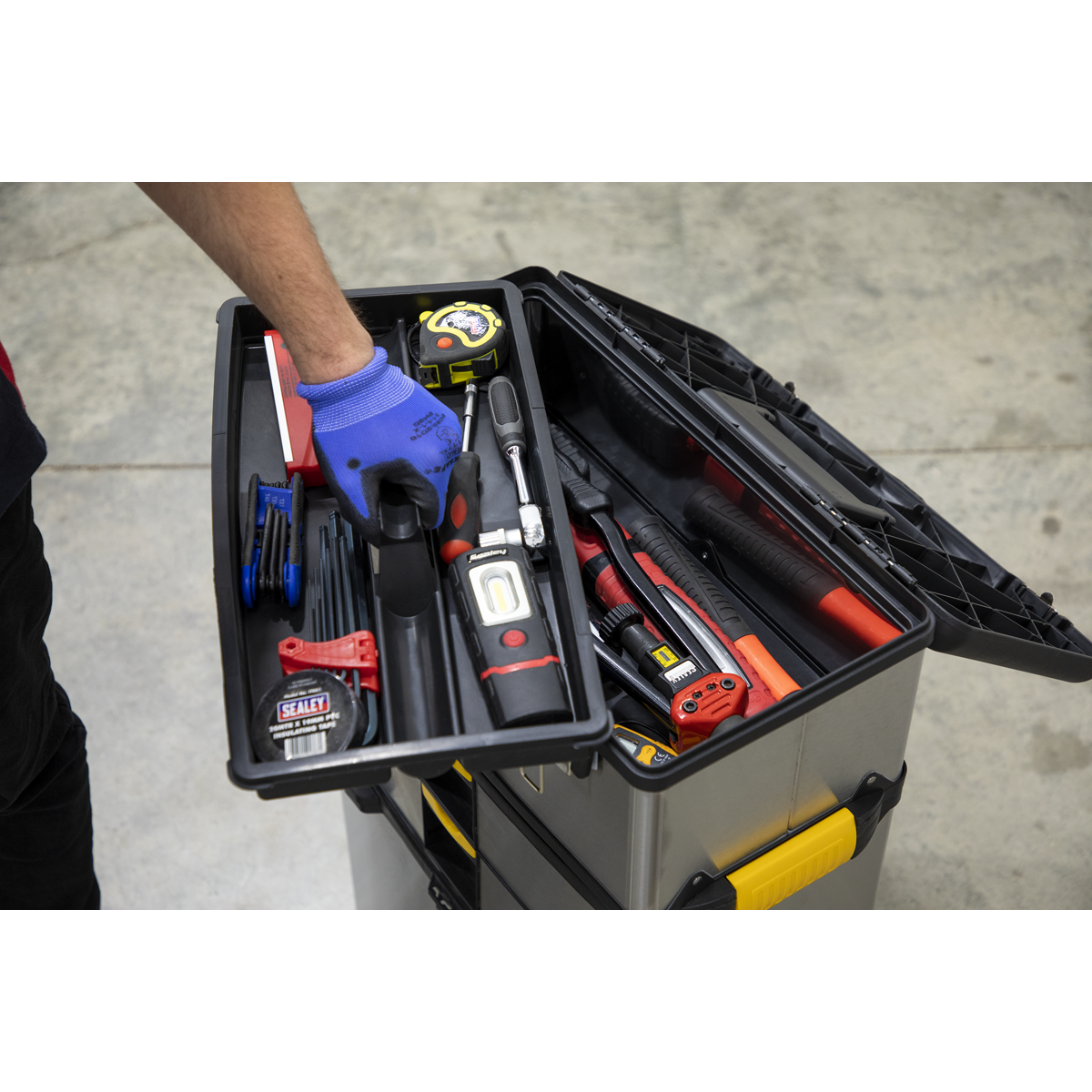 Sealey Mobile Stainless Steel Composite Tool Box Storage 3 Compartments AP855