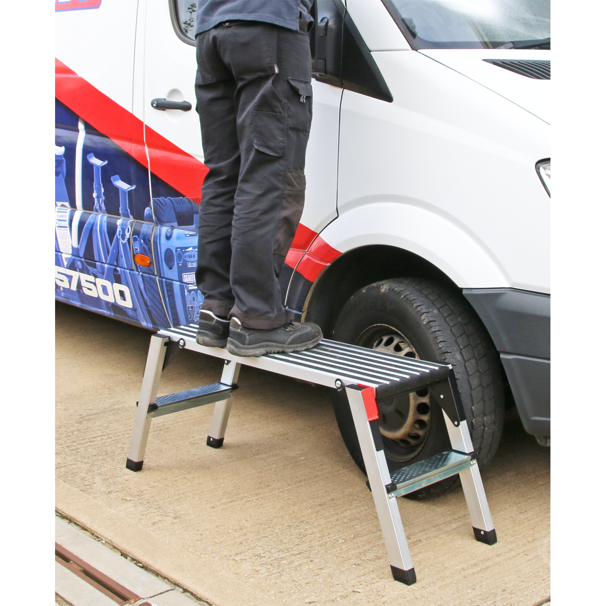Sealey Folding Platform Aluminium 2 Steps 150kg Capacity 500mm Height APS2