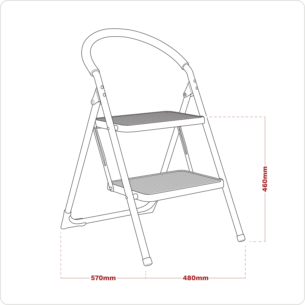 Sealey Step Stool Metal 2 Steps 150kg Capacity 460mm Height Anti Slip ASL2