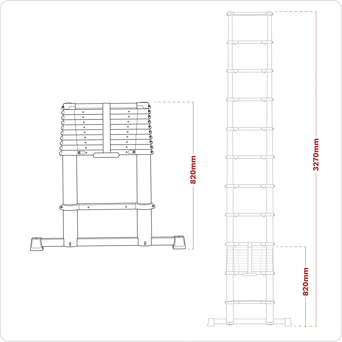Sealey Aluminium Telescopic Ladder 11-Tread Professional Lightweight ATL11