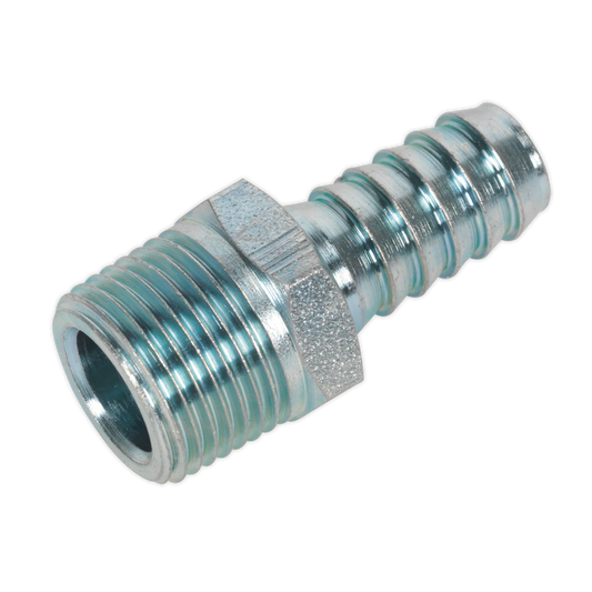 Sealey Screwed Tailpiece Male 3/8" BSPT - 3/8" Hose Silver - Pack of 5 AC41