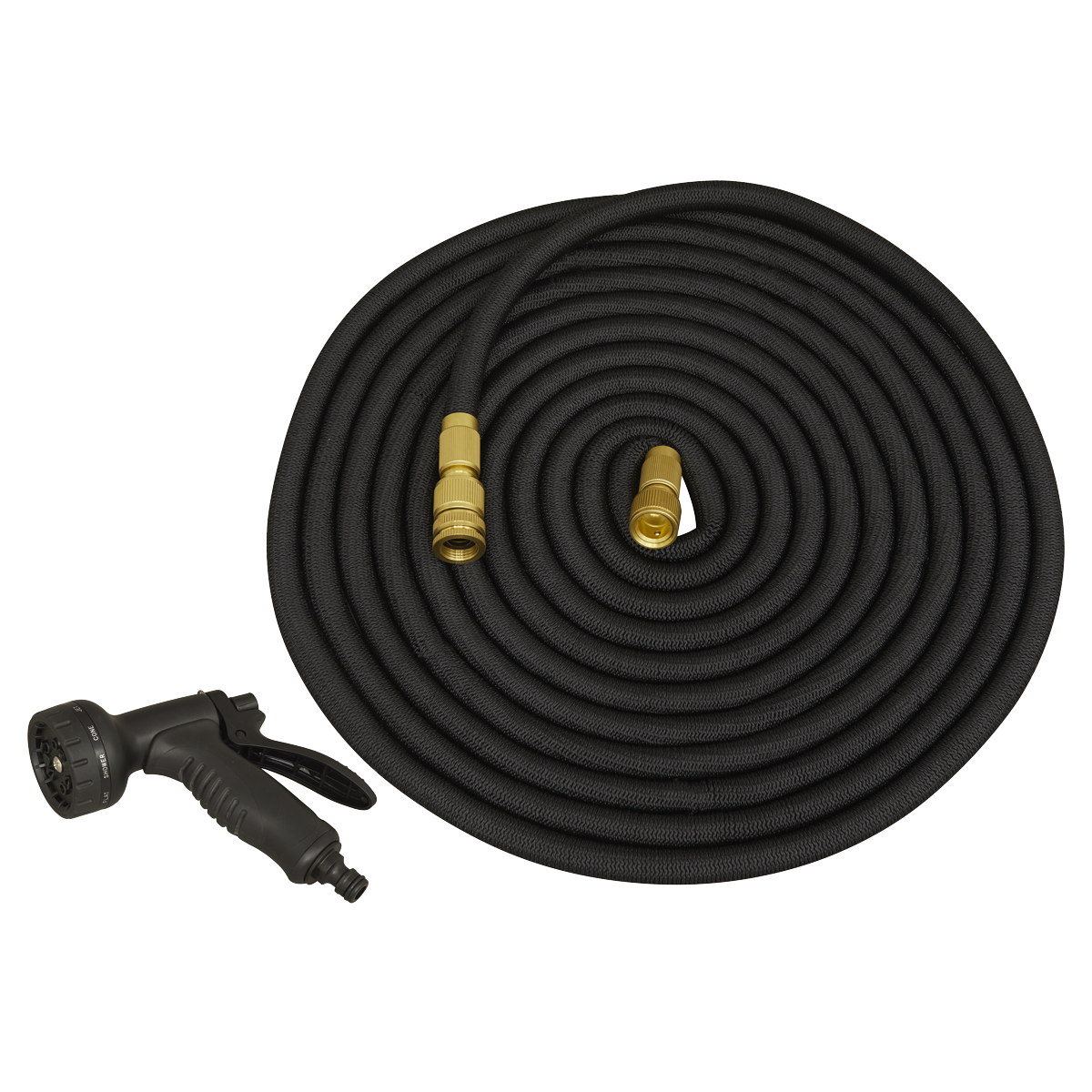 Sealey Ø17mm Premium Expandable Garden Hose With Spray Nozzle Black 15m  GH15E
