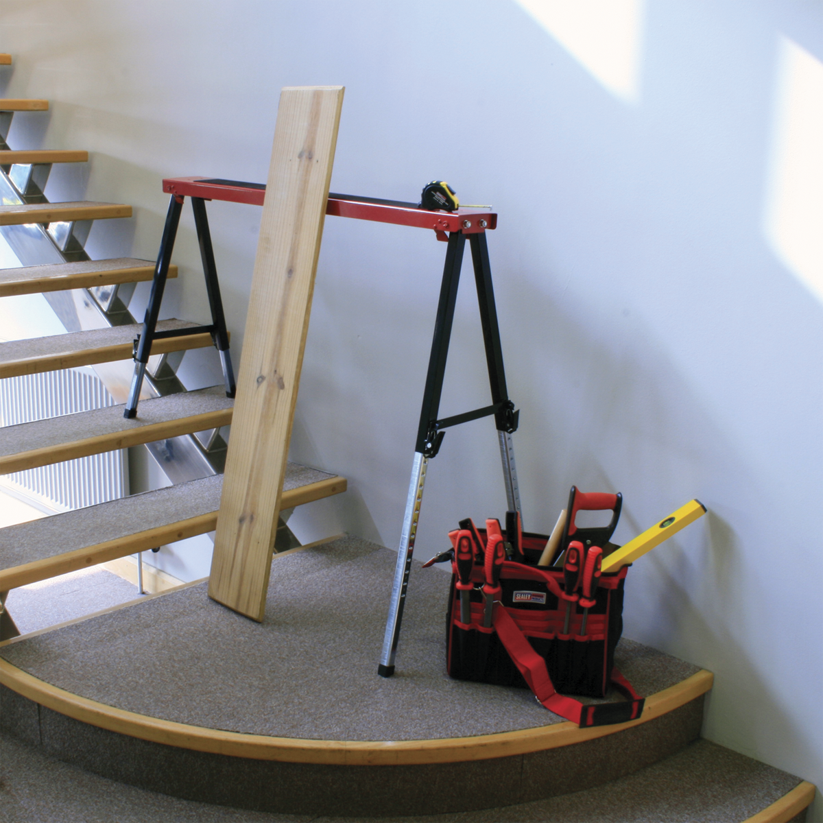 Sealey Fold Down Trestle Pair With Adjustable Height Legs & Anti-Slip Mat FTAL12