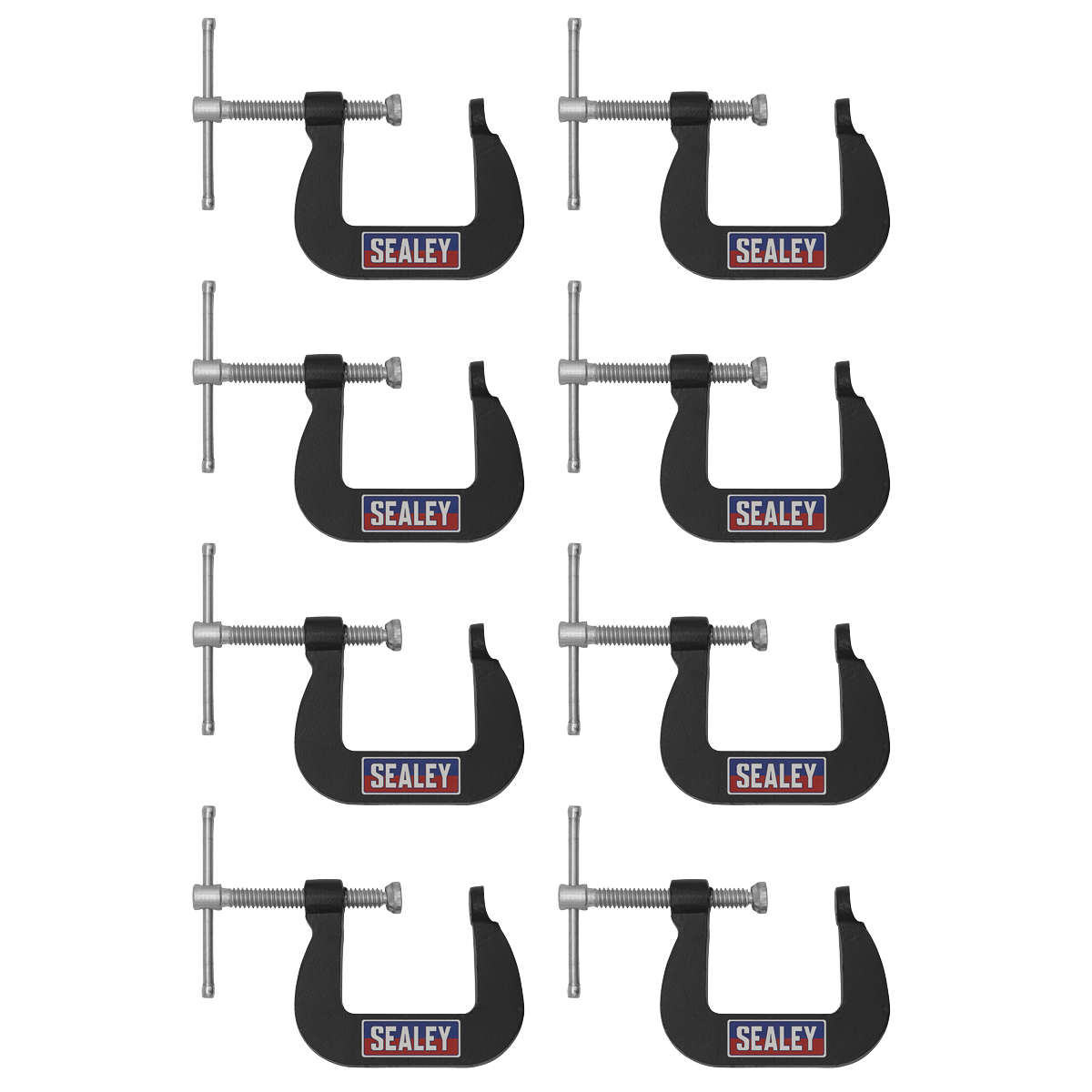 Sealey Junior C-Clamp Set 28mm x 28mm Jaw Opening/Throat Depth 8 Pieces GCC05