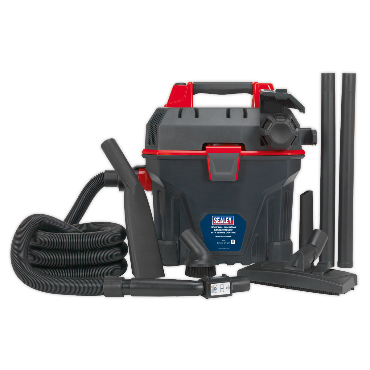 Sealey Garage Vacuum Cleaner 1500W With Remote Control & Wall Mounting GV180WM