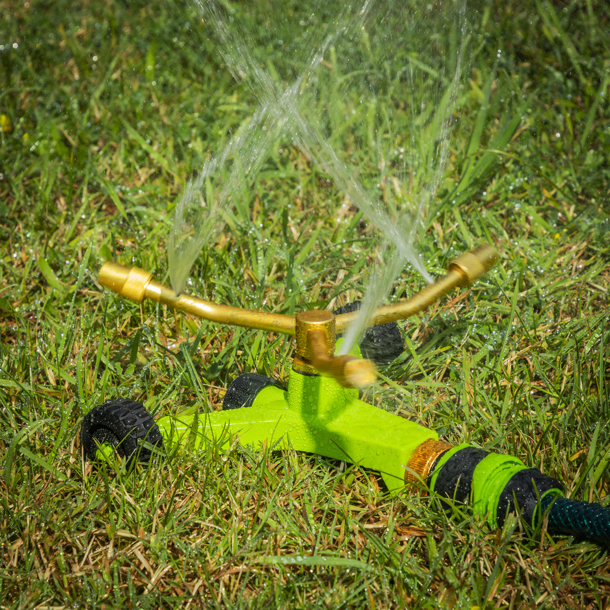 Sealey 3-Arm Brass Sprinkler Ø10m Maximum With Metal Wheeled Base JS2032