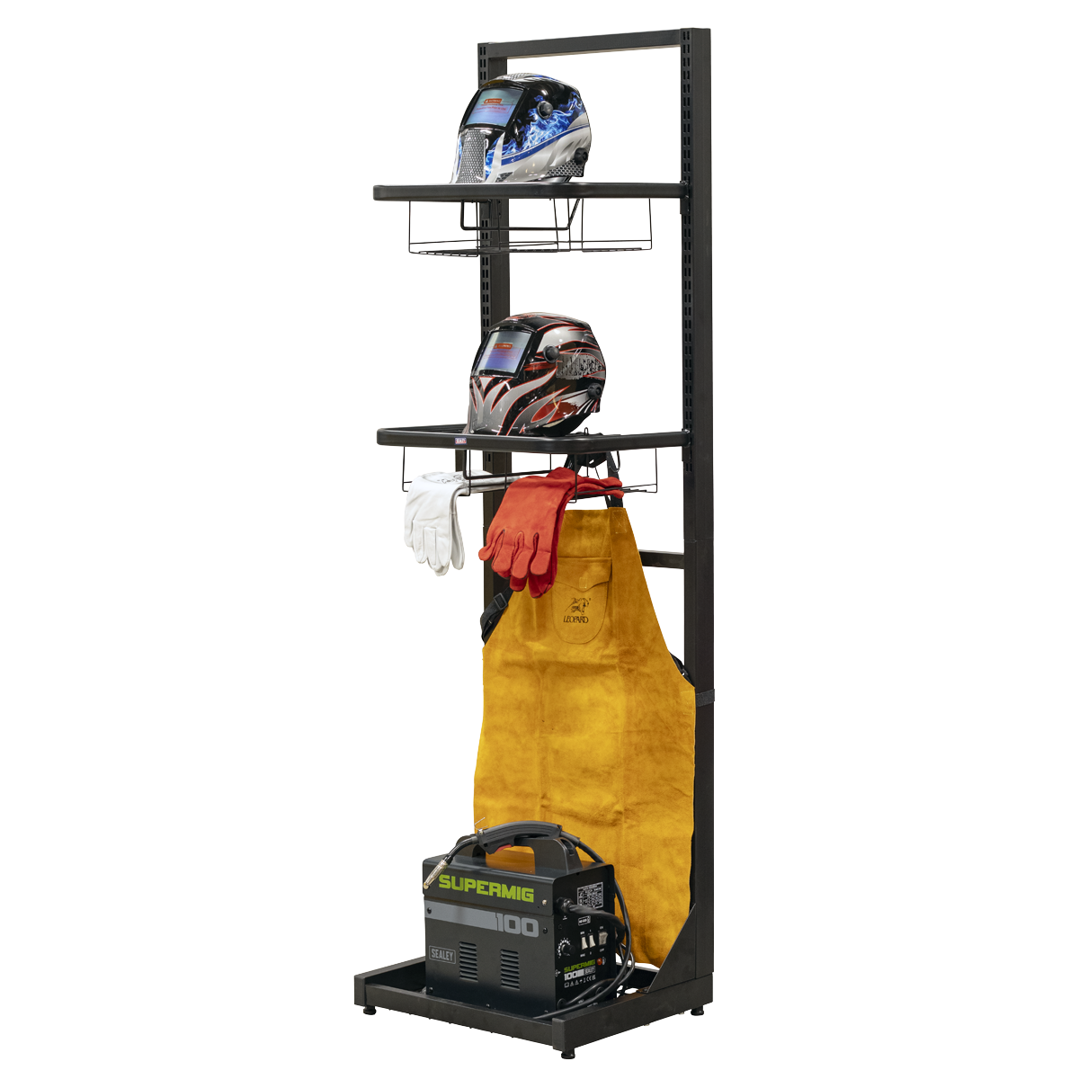 Sealey Motorcycle Helmet Gear Tidy Freestanding Steel Adjustable Shelves MS081FS