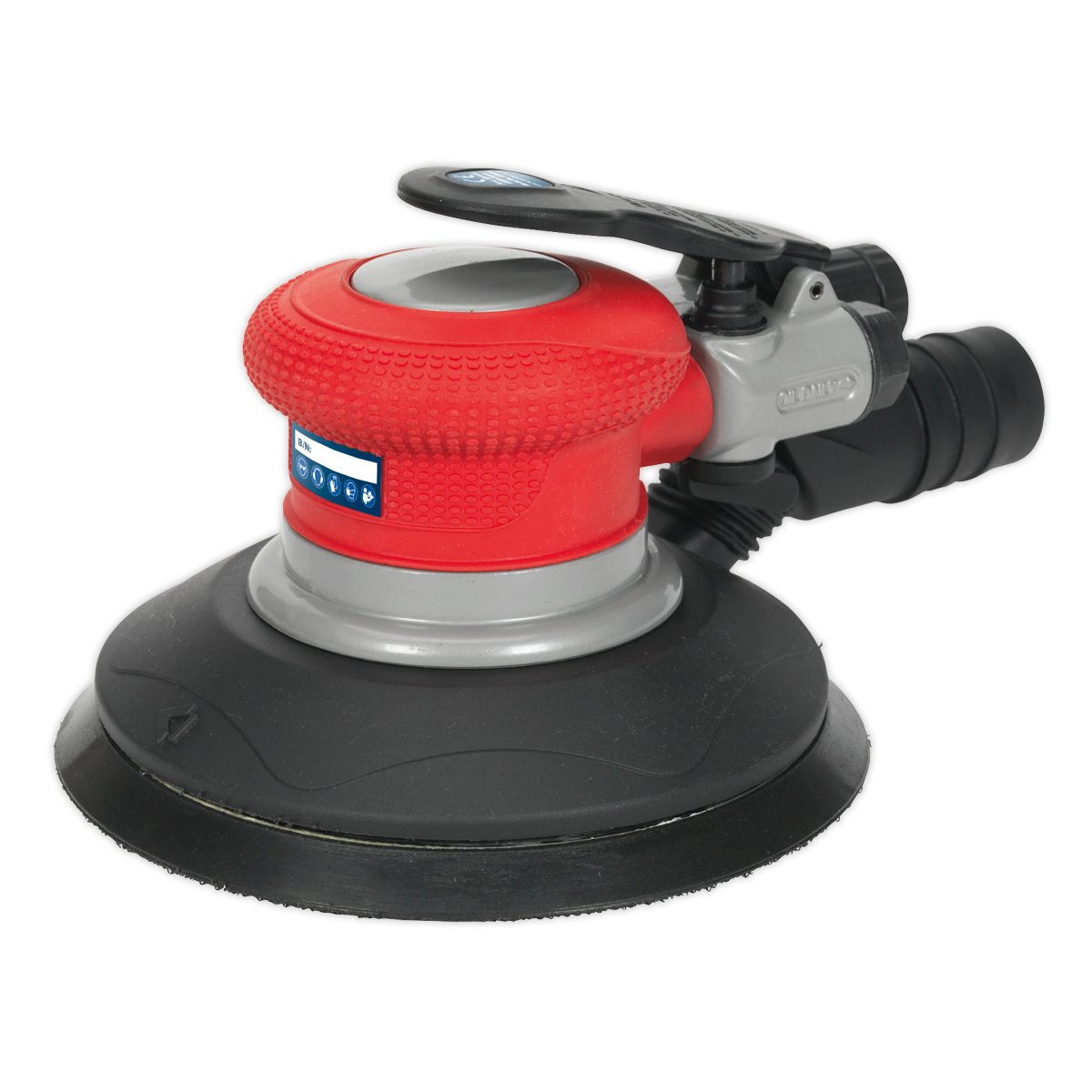 Sealey Air Palm Random Orbital Sander 150mm Dust-Free 360° Exhaust Muffler GSA05