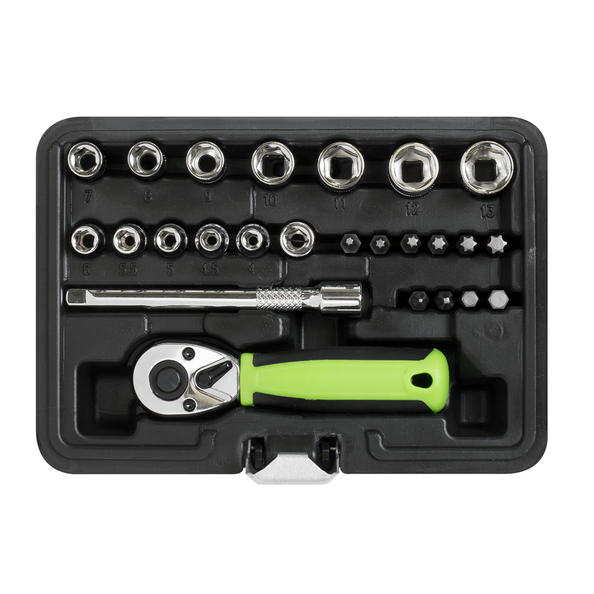 Sealey Socket Set 25 Pieces 1/4" Square Drive Metric With Mirror Finish S01233