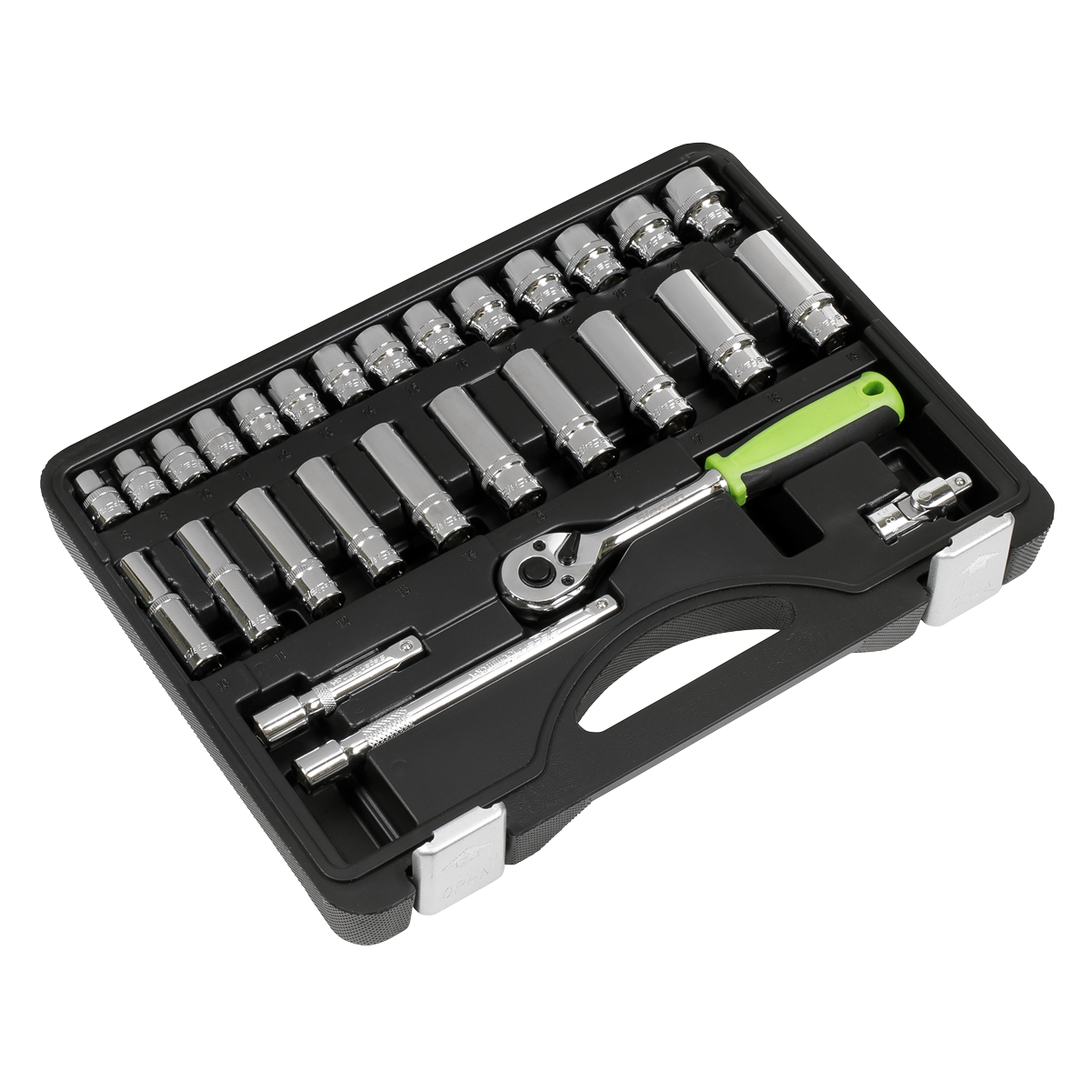 Sealey Socket Set 28 Pieces 3/8" Square Drive Metric With Mirror Finish S01236