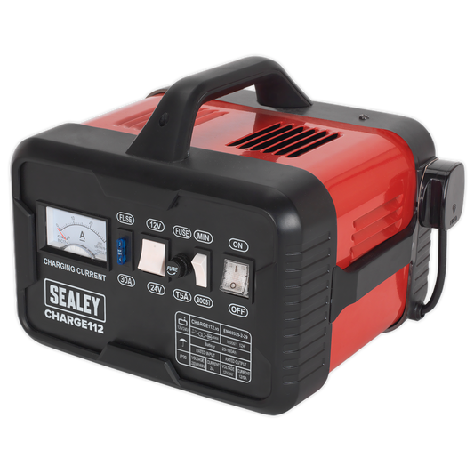 Sealey Battery Charger With Sturdy Carry Handle 16Amp 12V 24V 230V CHARGE112