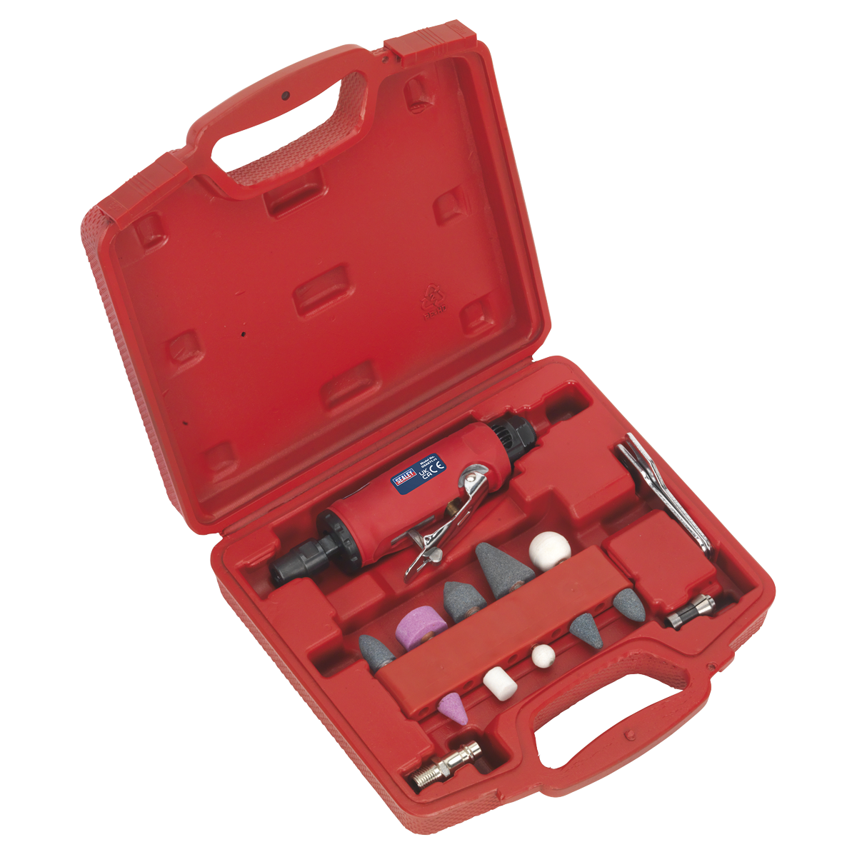 Sealey Air Die Grinder Kit With Low Noise Air Exhaust 13 Pieces Set GSA67
