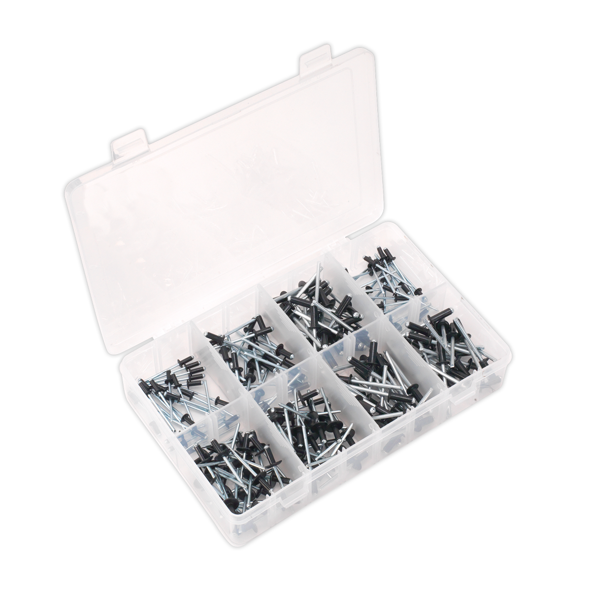 Sealey Rivet Assortment 200 Pieces Black Anodised Standard/Large Flange AB074BR