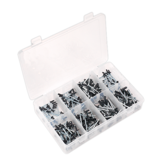 Sealey Rivet Assortment 200 Pieces Black Anodised Standard/Large Flange AB074BR