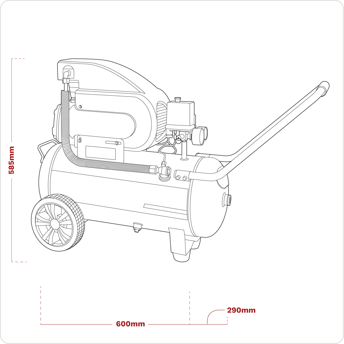 Sealey Compressor 24 Litres Direct Drive 2hp 230v 130L/min 116psi Black SAC2420E