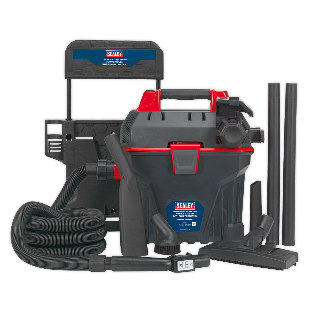 Sealey Garage Vacuum Cleaner 1500W With Remote Control & Wall Mounting GV180WM