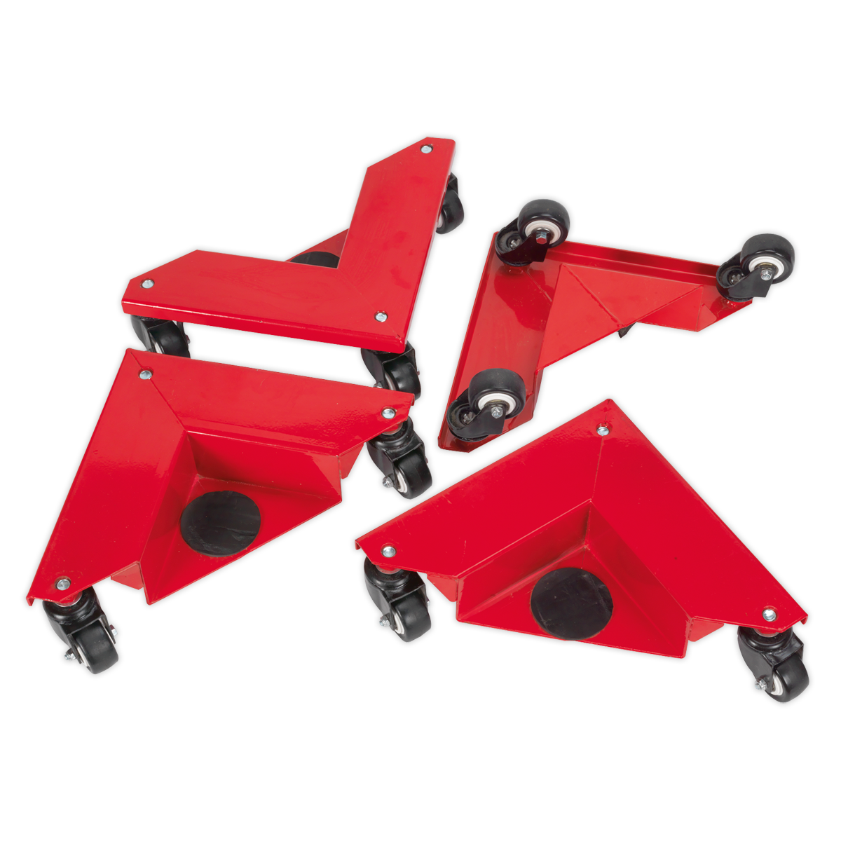 Sealey Set Of 4 Corner Transport Dollies Movers 150kg Capacity Heavy Duty CM4