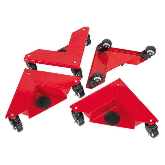 Sealey Set Of 4 Corner Transport Dollies Movers 150kg Capacity Heavy Duty CM4