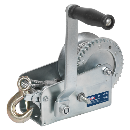 Sealey Geared Hand Winch With 10m Cable Manual Brake 900kg Capacity GWC2000M