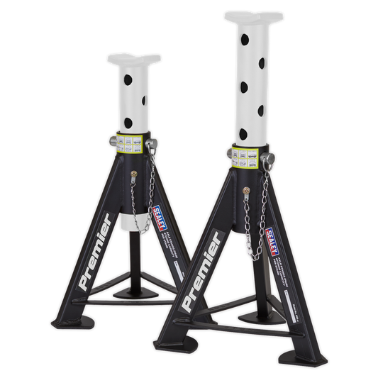 Sealey 2x Heavy Duty Lift Axle Stands 6 Tonne Capacity/Stand - White AS6