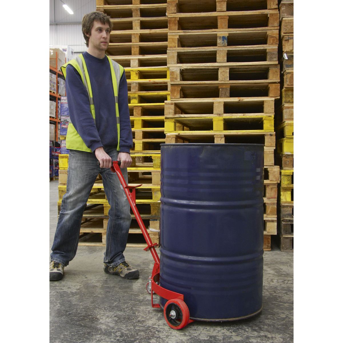 Sealey Drum & Barrel Trolley Rigid Steel Construction Ø150mm Wheels TP13