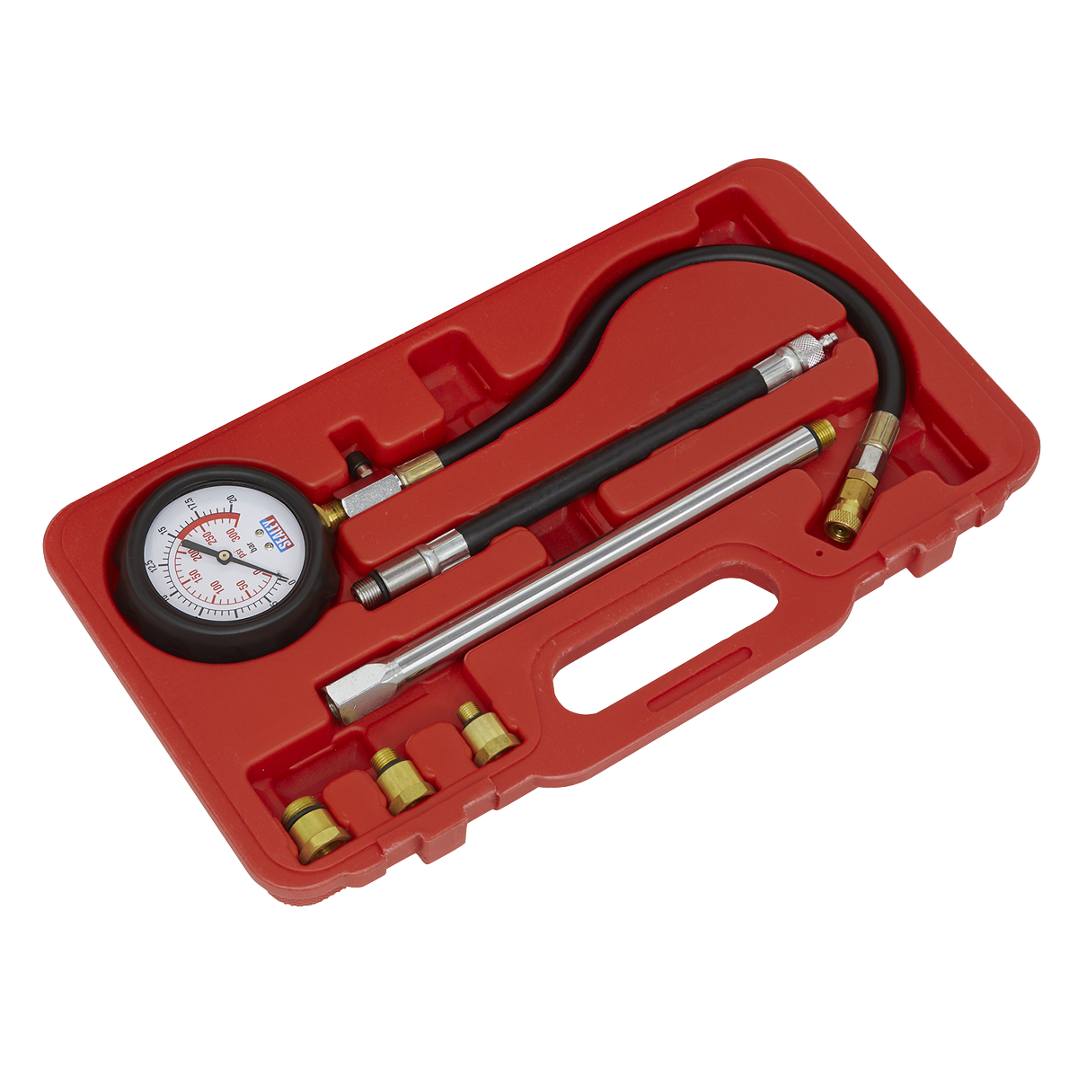 Sealey Petrol Engine Compression Tester Deluxe Kit With 300 PSI Gauge VSE300D