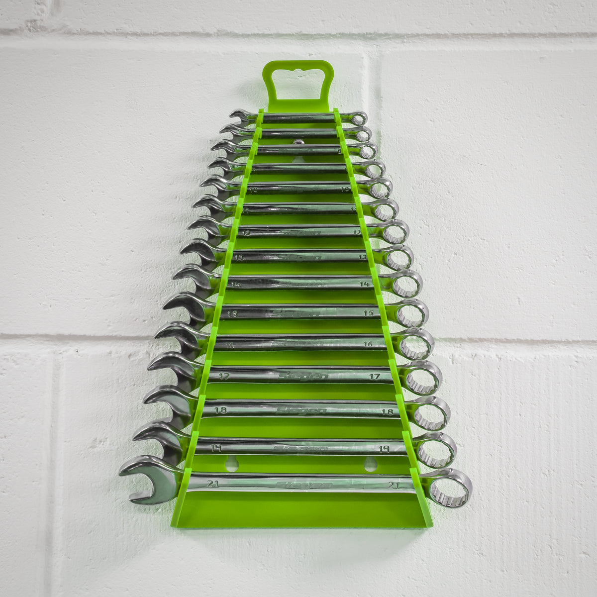 Sealey Premier Reverse Spanner Rack 15 Capacity Hi Vis Green Tool Storage WR09HV