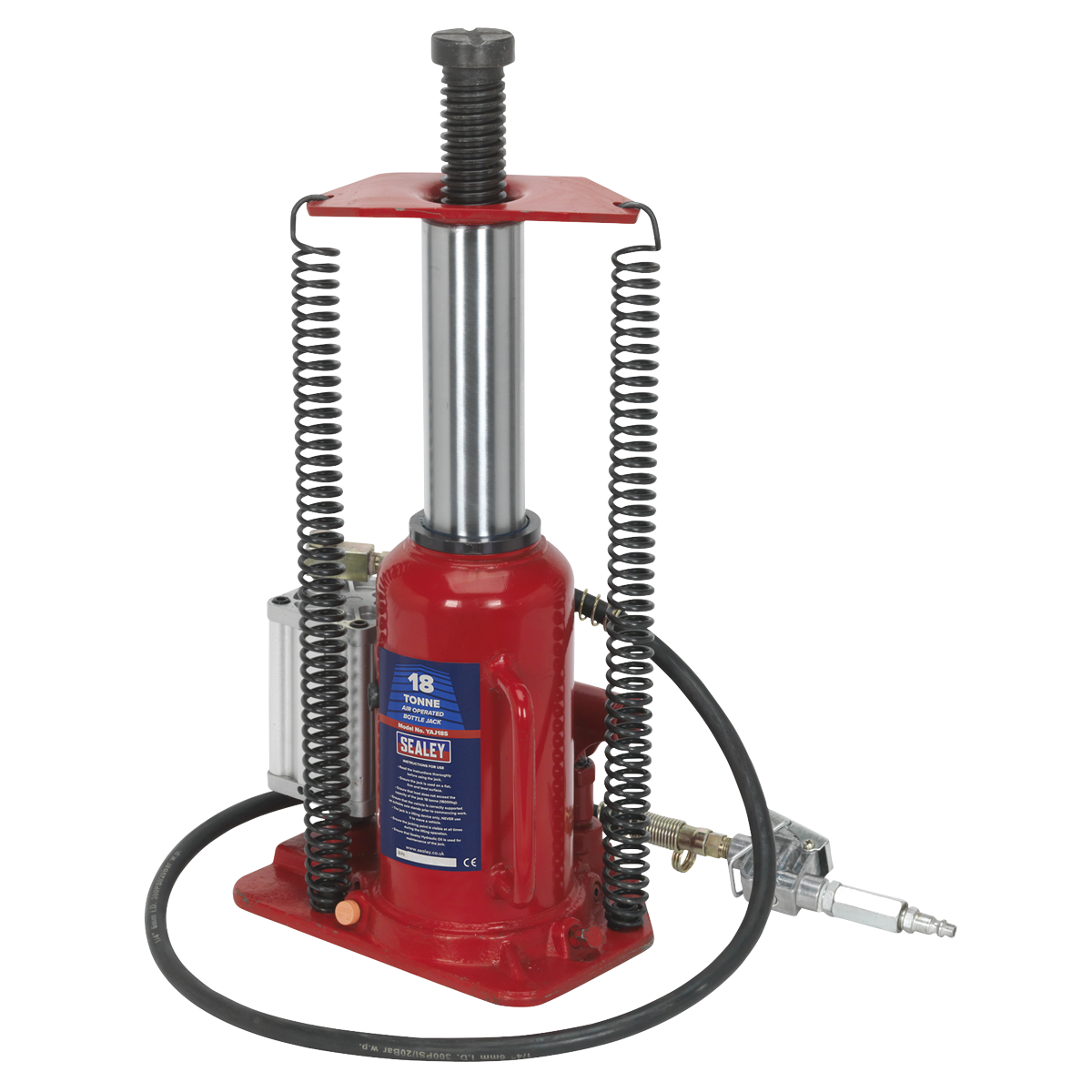 Sealey Air Operated Bottle Jack Lift With Sectional Pump Handle 18 Tonne YAJ18S
