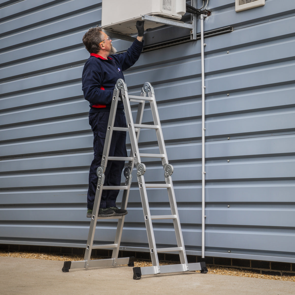 Sealey Aluminium Folding Platform Ladder 4-Way EN 131 Approved Silver AFPL1