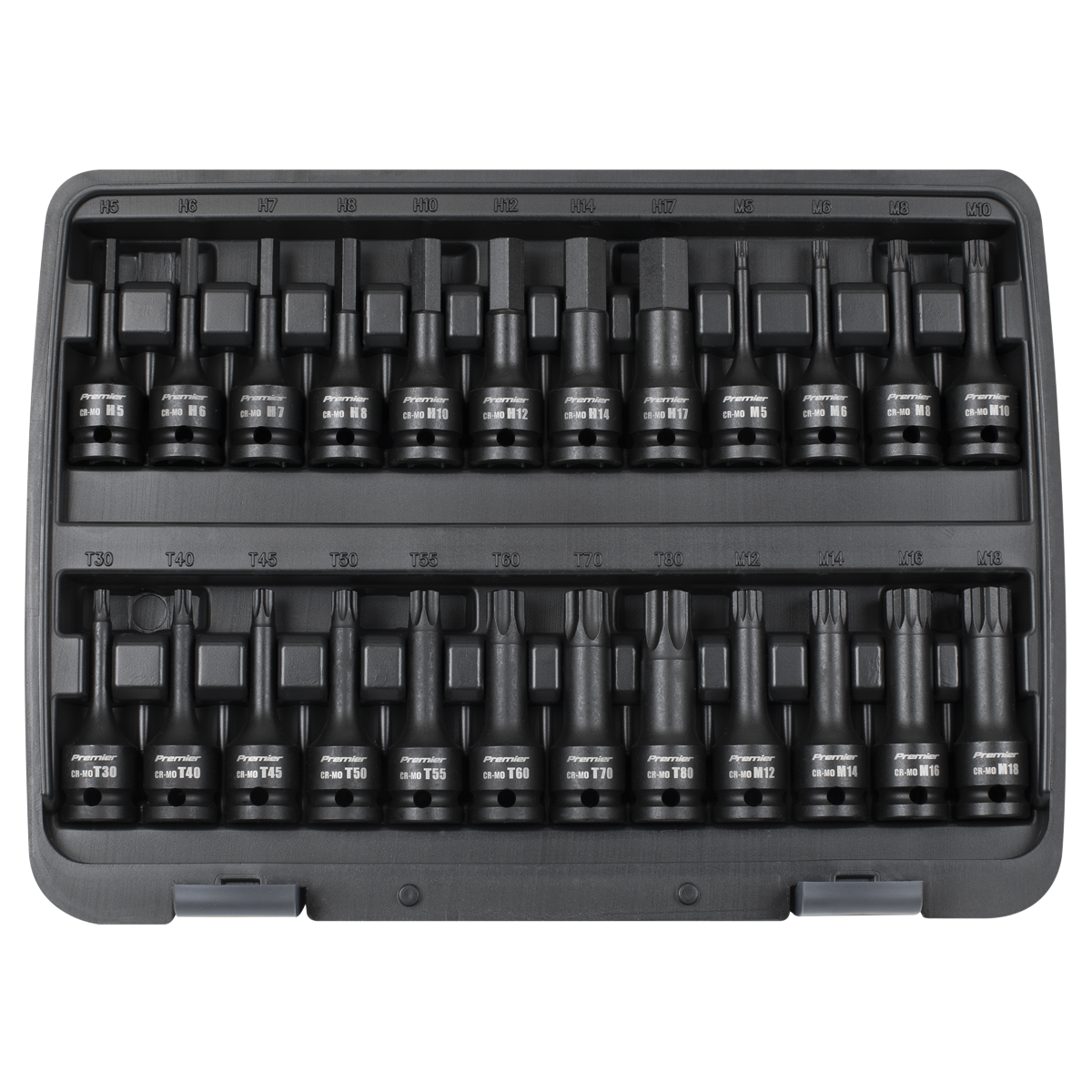 Premier Impact Socket Bit Set 1/2" Drive 24 Pieces Hex/TRX-Star/Spline AK56000