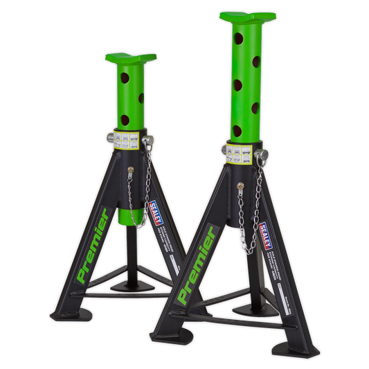 Sealey Load Axle Stands Pair 6 Tonne Capacity Per Stand Heavy Duty - Green AS6G