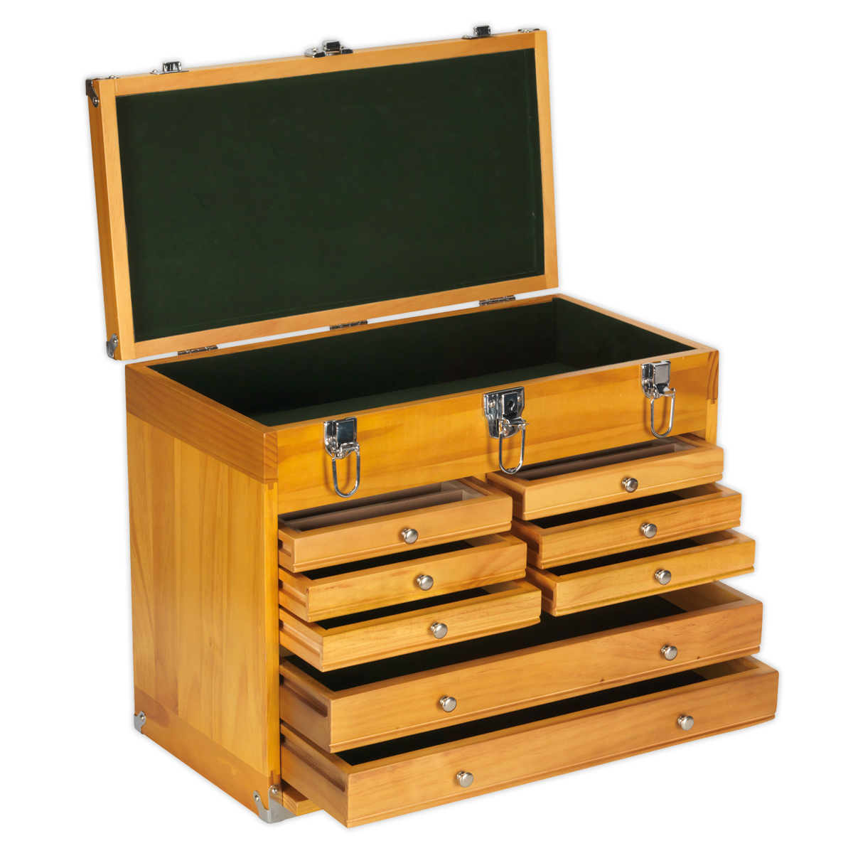 Sealey Machinist Toolbox 8 Slide Drawers Tool Storage Walnut Finish AP1608W