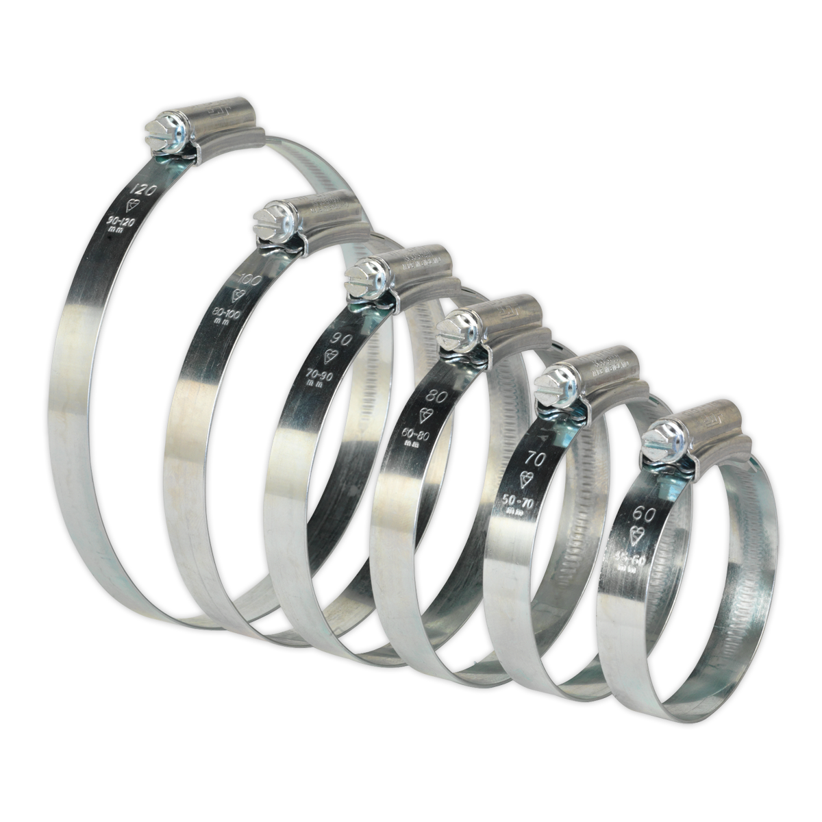Sealey Hi Grip Hose Clips 26 Pieces Assorted Zinc Plated 60mm - 160mm HCJ26A