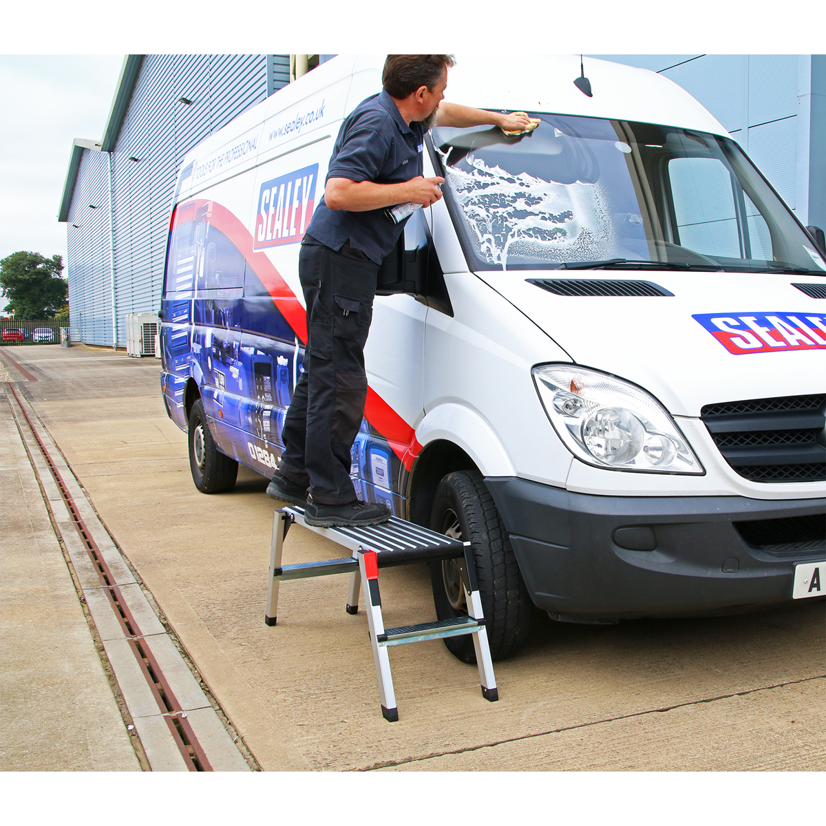 Sealey Folding Platform Aluminium 2 Steps 150kg Capacity 500mm Height APS2