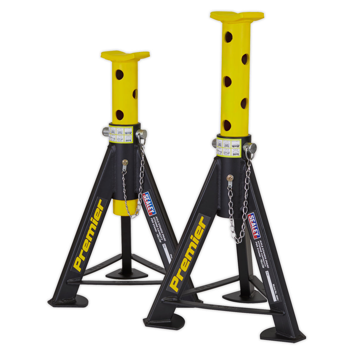 Sealey 2x Heavy Duty Lift Axle Stands 6 Tonne Capacity/Stand - Yellow AS6Y