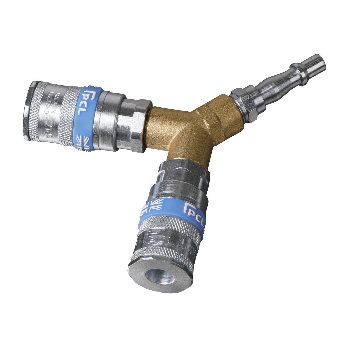 Sealey Twin Coupling Bodies Y Adaptor Split Air Supply Slim Profile AC55