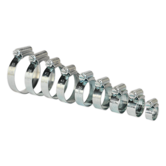 Sealey Hi Grip Hose Clips 85 Pieces Assorted Zinc Plated 12mm - 55mm HCJ85A