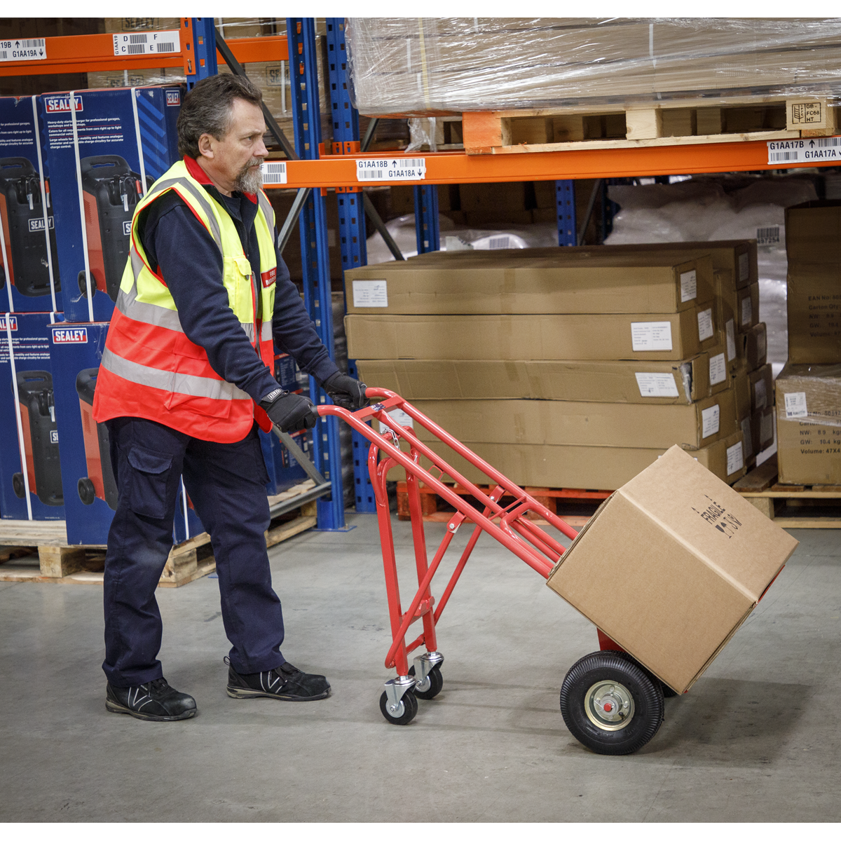 Sealey Sack Truck 3-In-1 With Heavy Duty Pneumatic Tyre 250kg Capacity CST989