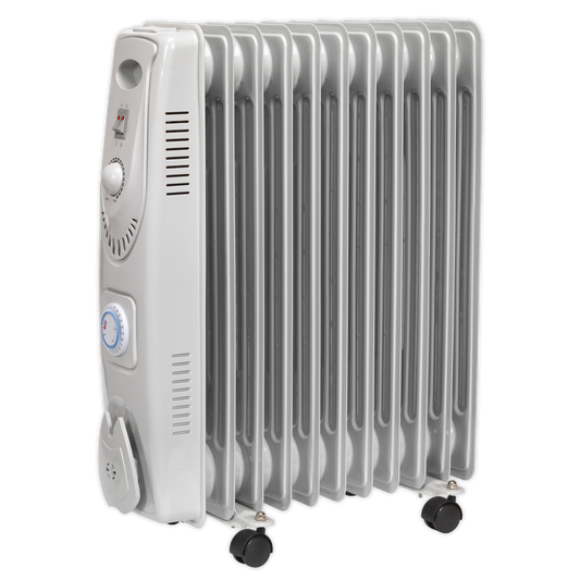 Sealey 2500W 11-Element Oil Filled Radiator With Timer For Office Home RD2500T