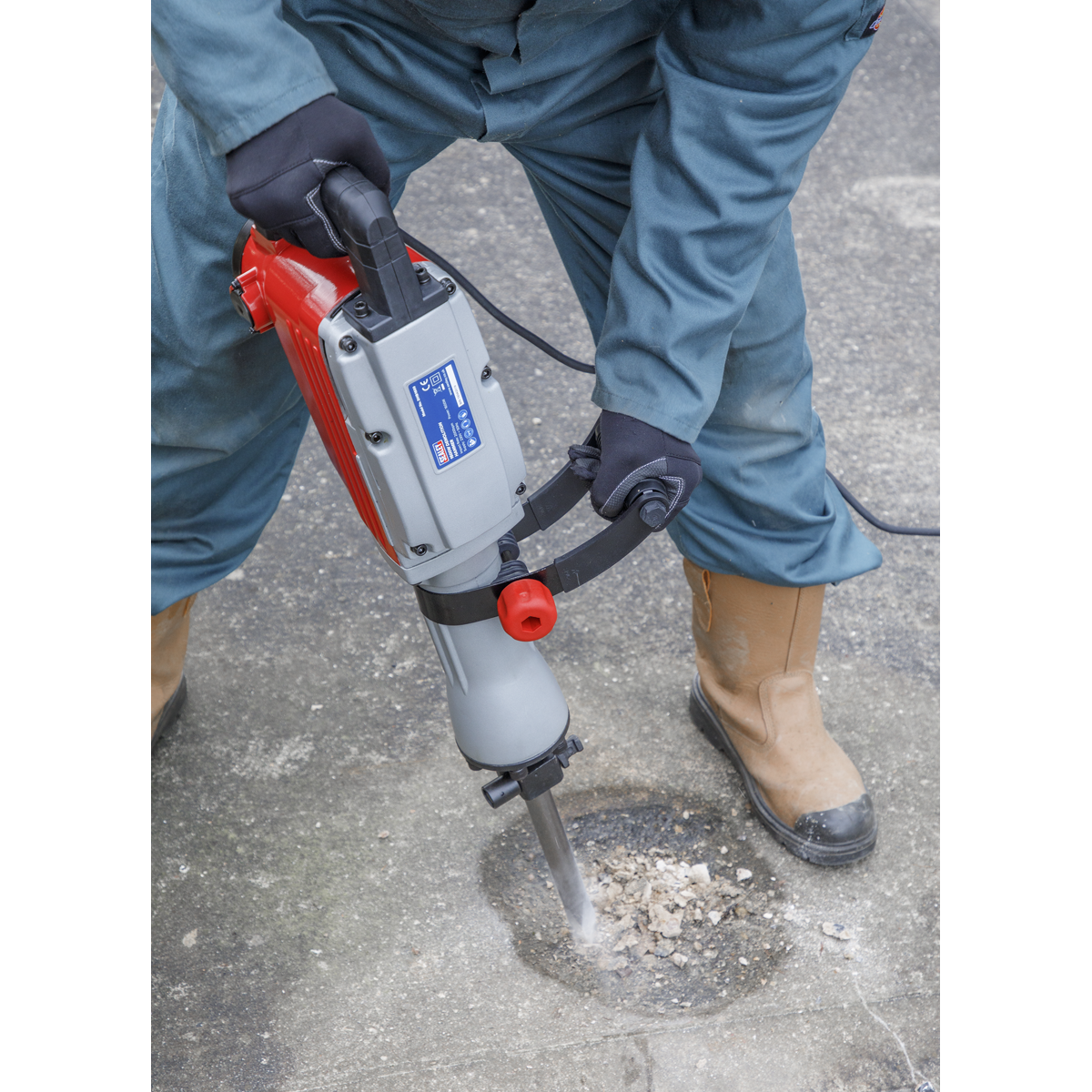 Sealey 240V 1600W HEX Demolition Hammer With Anti-Fatigue Trigger-Lock DHB1600