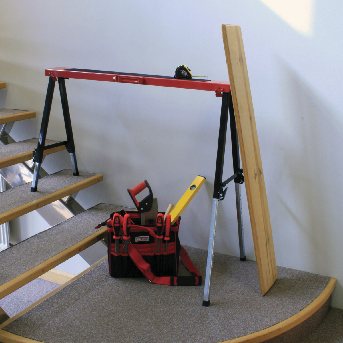 Sealey Fold Down Trestle Pair With Adjustable Height Legs & Anti-Slip Mat FTAL12
