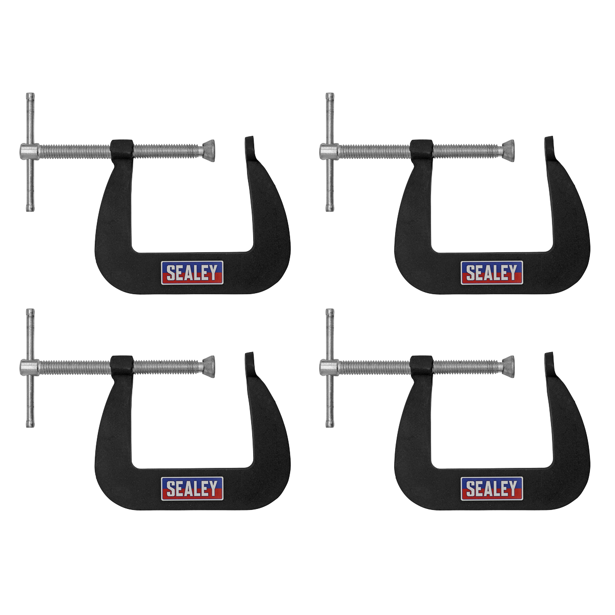 Sealey Junior C-Clamp Set 64mm x 64mm Jaw Opening/Throat Depth 4 Pieces GCC01