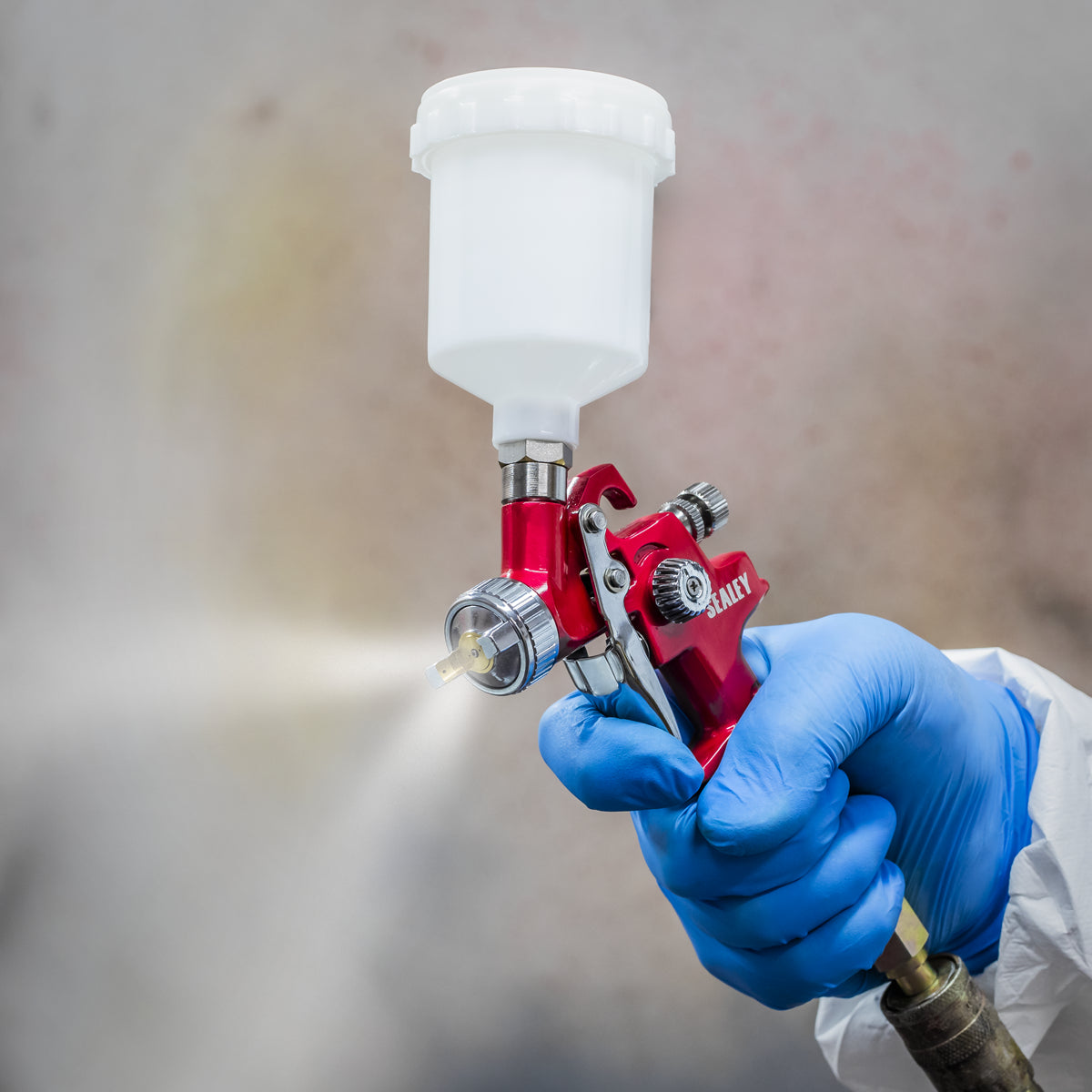 Sealey HVLP Gravity Feed Touch-Up Spray Gun Brass Air Cap 0.8mm Set-Up HVLP731