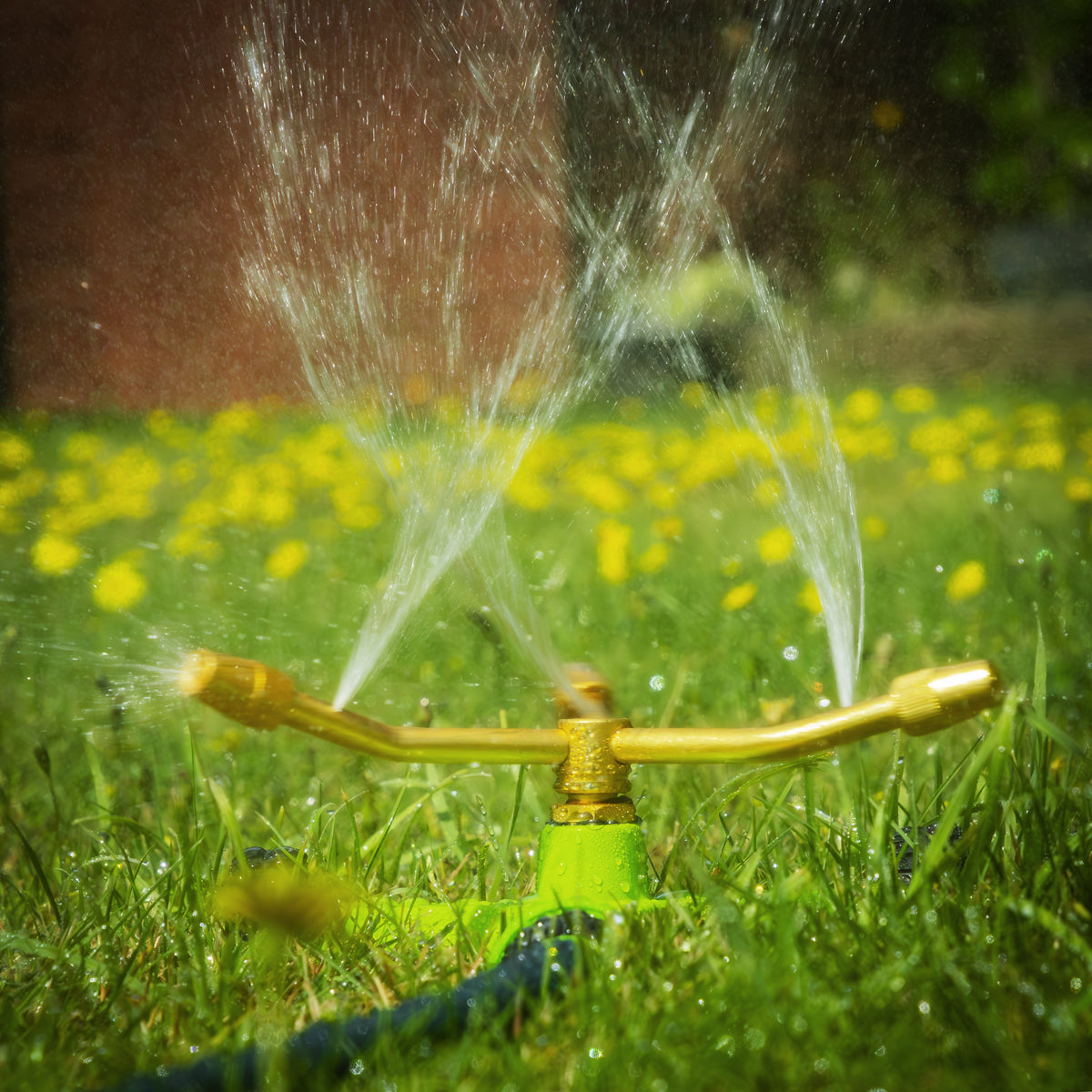 Sealey 3-Arm Brass Sprinkler Ø10m Maximum With Metal Wheeled Base JS2032