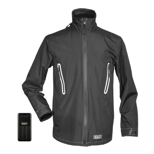 Sealey 5V Heated Rain Jacket - Large With Power Bank 20Ah 10W 20000mAh HJ07KIT