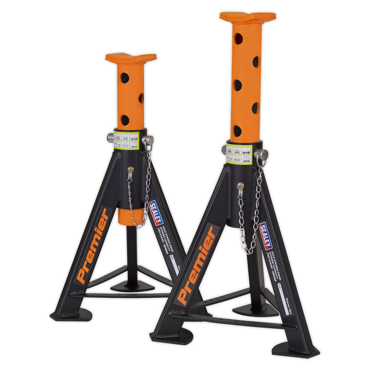 Sealey 2x Heavy Duty Lift Axle Stands 6 Tonne Capacity/Stand - Orange AS6O