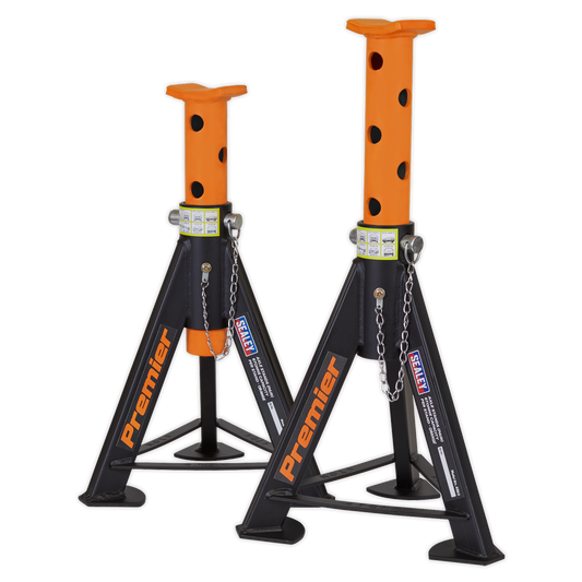 Sealey 2x Heavy Duty Lift Axle Stands 6 Tonne Capacity/Stand - Orange AS6O