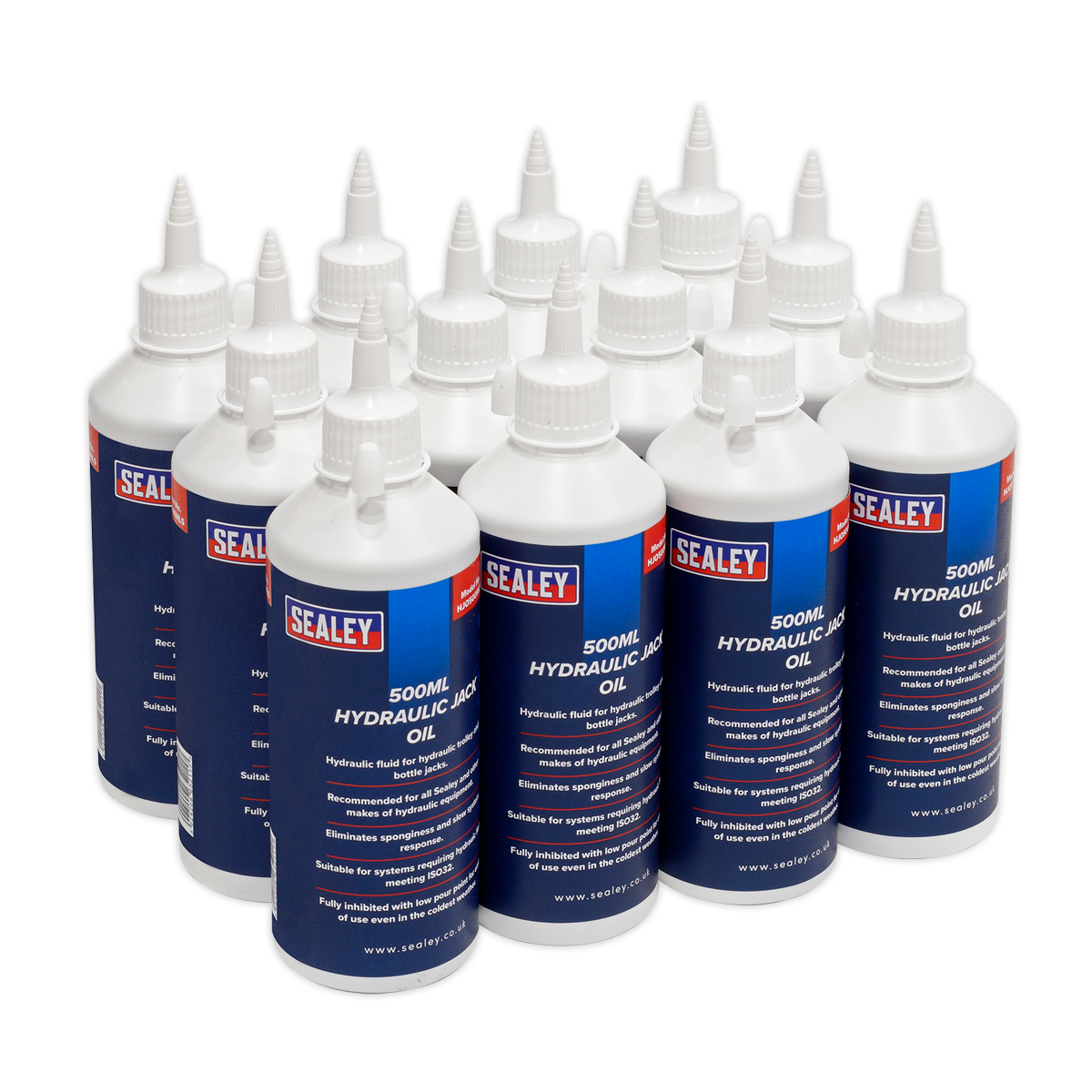 Sealey Hydraulic Oil For Trolley & Bottle Jacks 500mL - Pack of 12 Pcs HJO/500ML