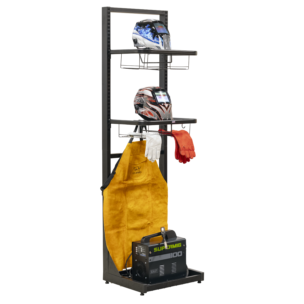 Sealey Motorcycle Helmet Gear Tidy Freestanding Steel Adjustable Shelves MS081FS