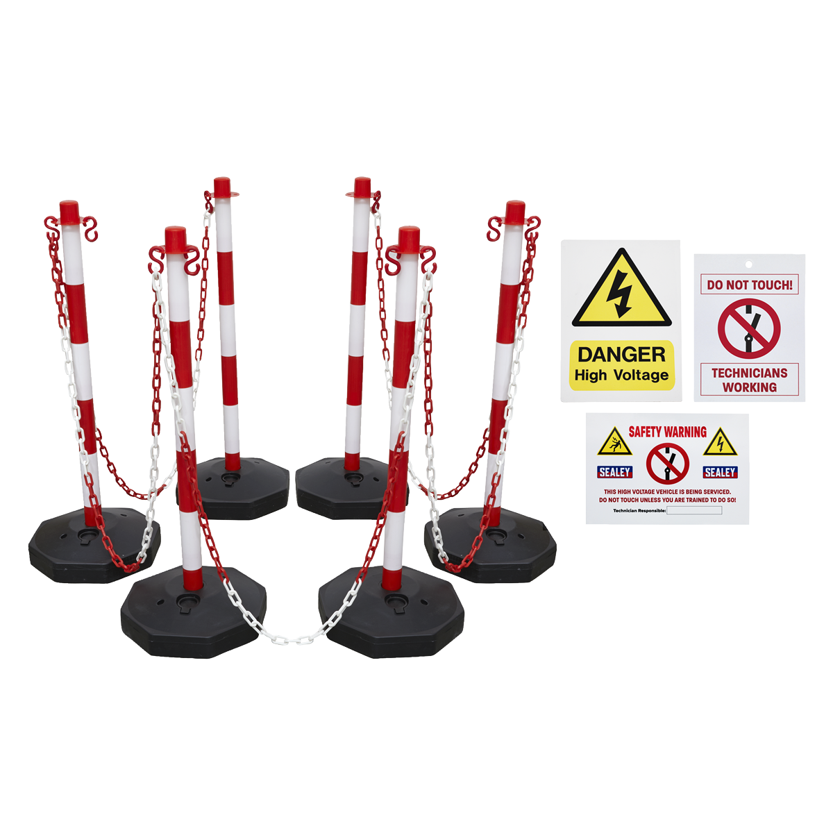 Sealey Exclusion Zone Kit For Hybrid & Electrical Vehicles 6 Posts HP55K1COMBO